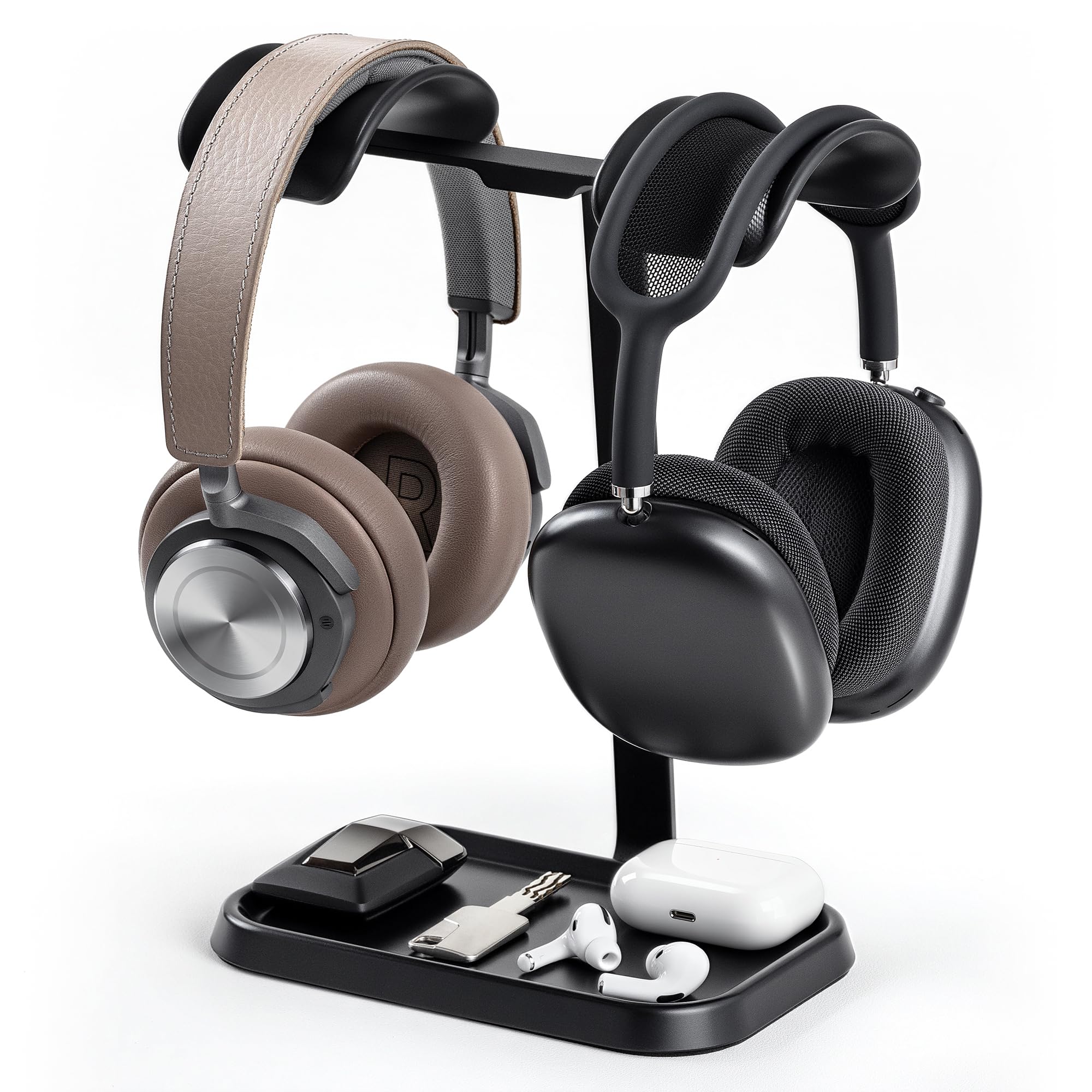 Double Support pour Casque, Support de Casque Double équilibré pour Bureau (Noir)