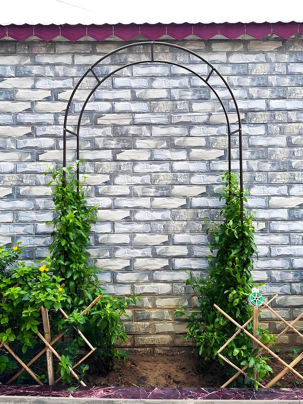 Arco de jardín enrejado de metal negro de 11 x 8 pies para plantas trepadoras