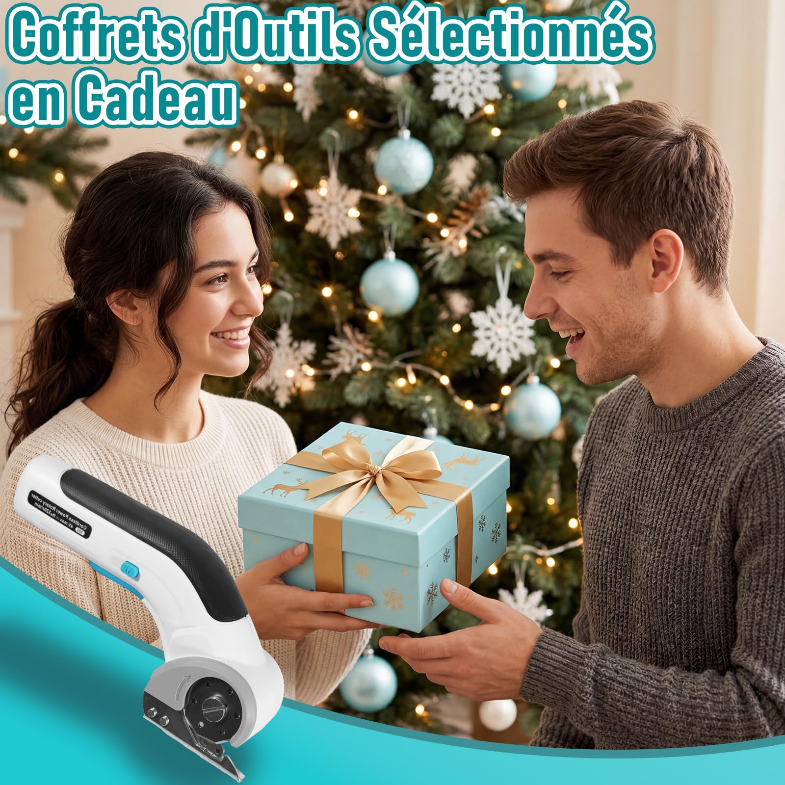 Cutter pour Carton 3,7 V Ciseaux Électriques, Cutter pour Carton Électrique avec Batterie 2000 mAh,Cutter Rotatif Universel sans Fil avec 2 Lames Auto-affûtantes pour Moquette,Cuir et Feutre