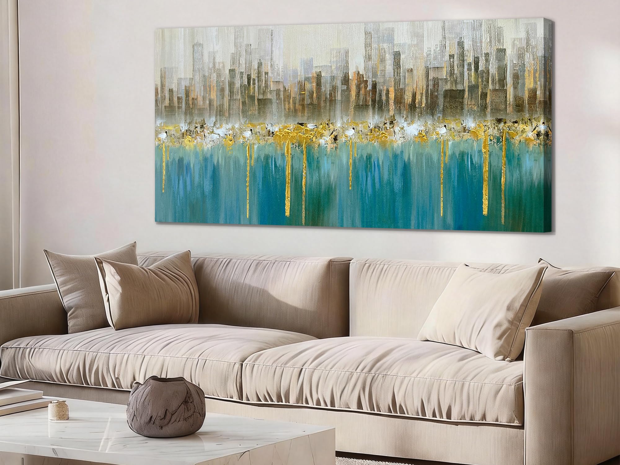 Ardemy Teal Abstract Cityscape