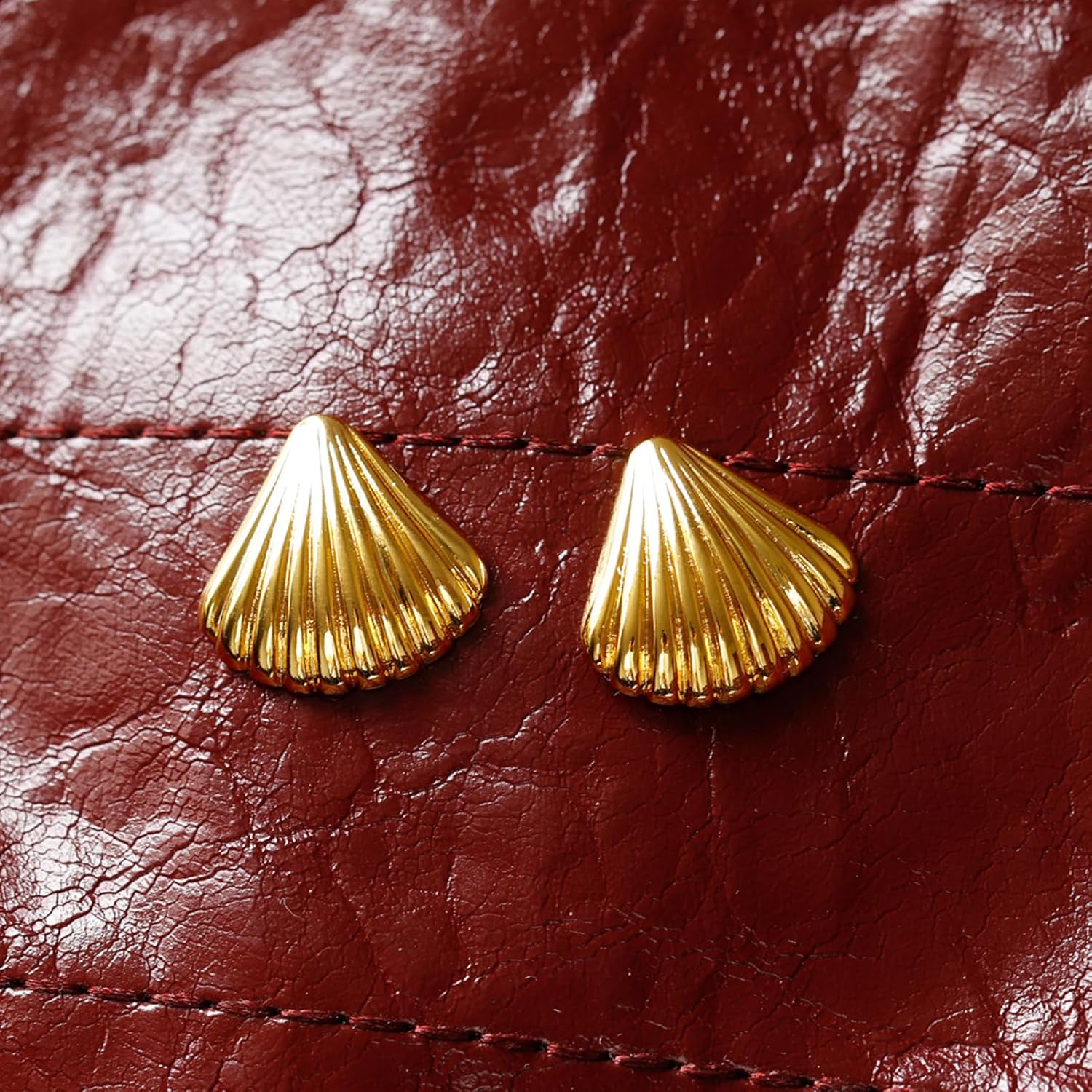 14K Gold Plated Shell Earrings for Women Seashell Stud Earrings Trendy Statement Earring Fashion Summer Ocean Beach Jewelry - Image 6