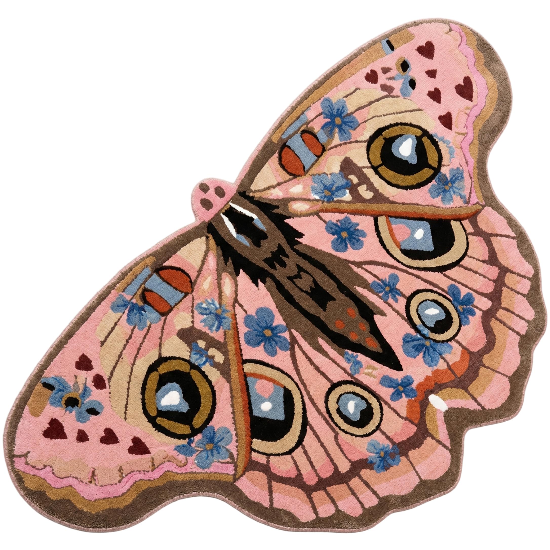 Sjfbebsy Butterfly Area Rug Soft Cashmere-like Irregular Shaped Area Rug Non-slip Absorbent Decor for Bedroom, 23.62x39.37 Inch, Rose, Butterfly