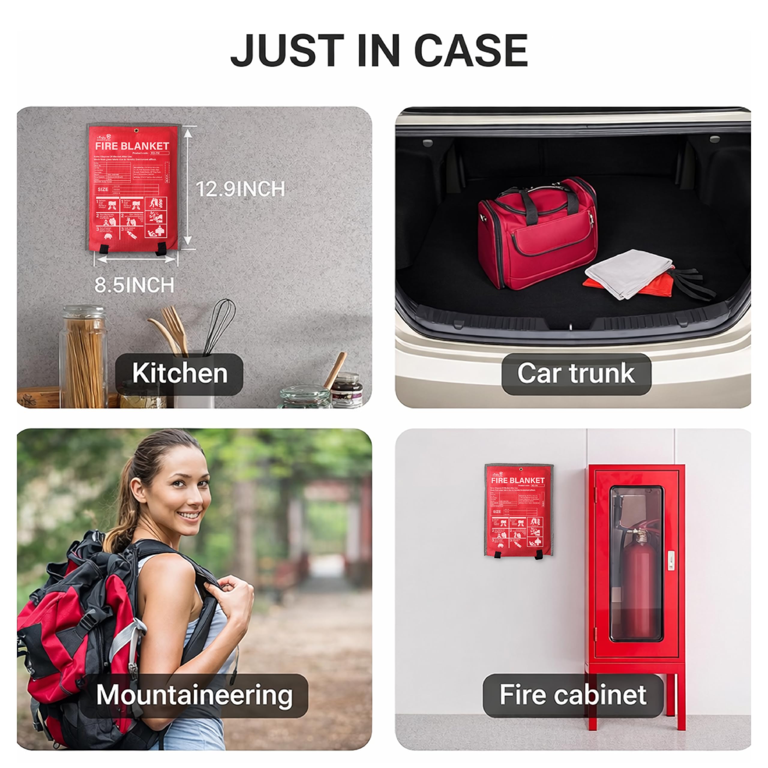 Safe Cure - Emergency Fire Blanket | Survival Fiberglass, Flame Retardant, Protection Fire Blanket | Shelter Safety Cover for The Kitchen, Fireplace, Grill, Car, Camping | 1X2 Mtr | Pack of 1 1