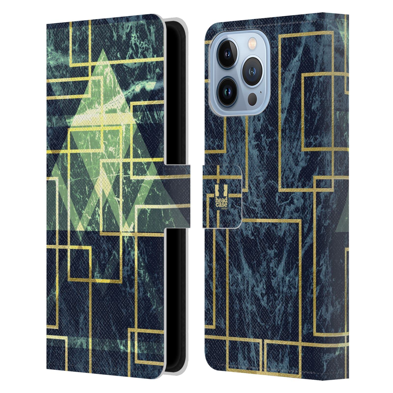 Carcasa de cuero iPhone 13 Pro Max con diseño de mármol geométrico elegante y protección total 7