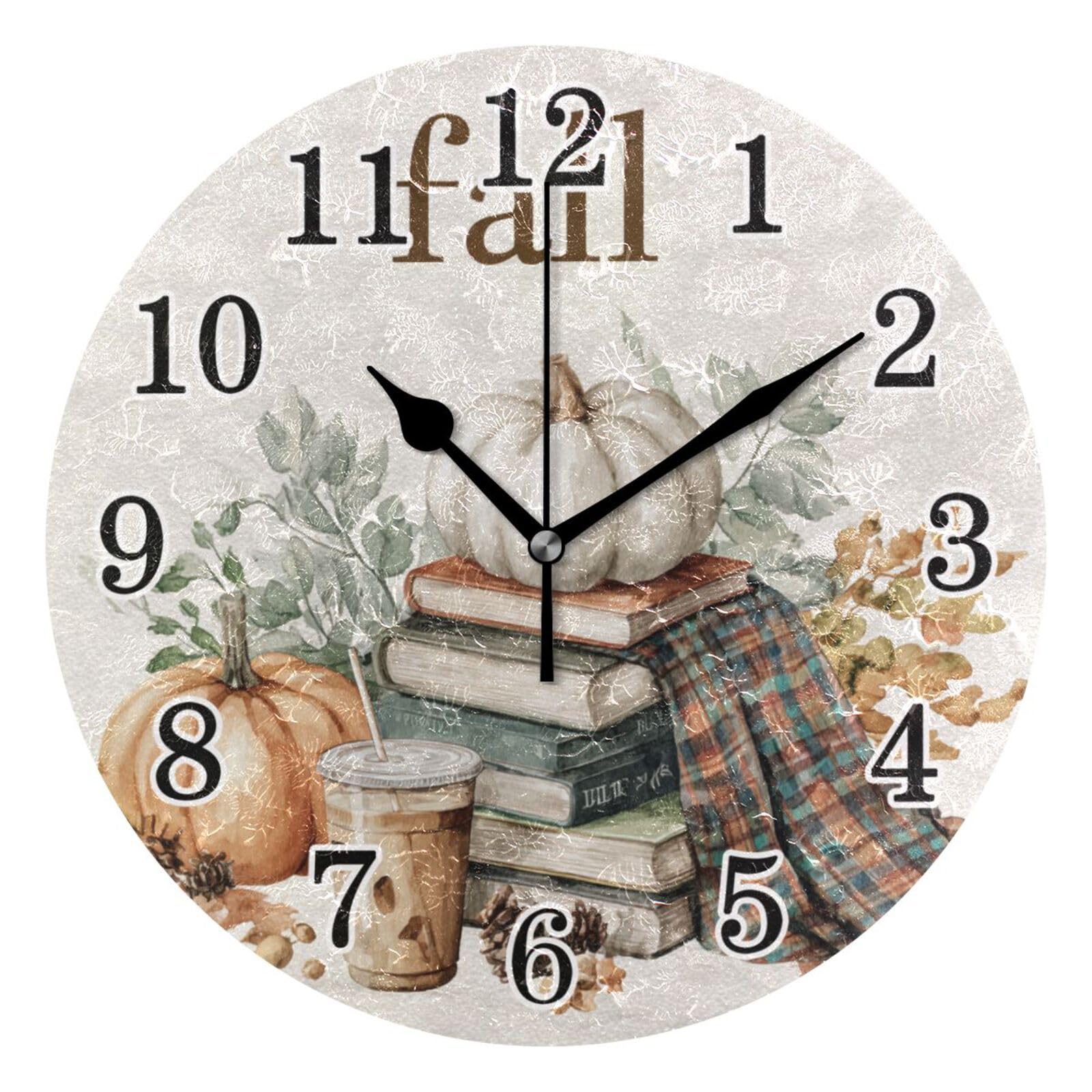 Horloges murales pour bureau et école style livres de café gris