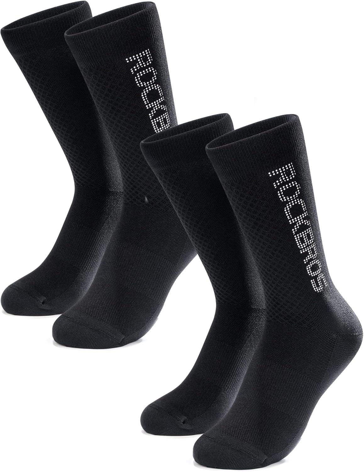 ROCKBROS Calzini da ciclismo per uomo e donna, traspiranti con logo riflettente, antibatterici e antiscivolo, calzini sportivi per MTB, bici da strada, palestra, trekking, outdoor e corsa
