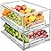 2 Pack Refrigerator Organizer Bins Stackable Fridge Organizer Set with Pull-out Drawer Clear Vegetable Fruit Storage Con