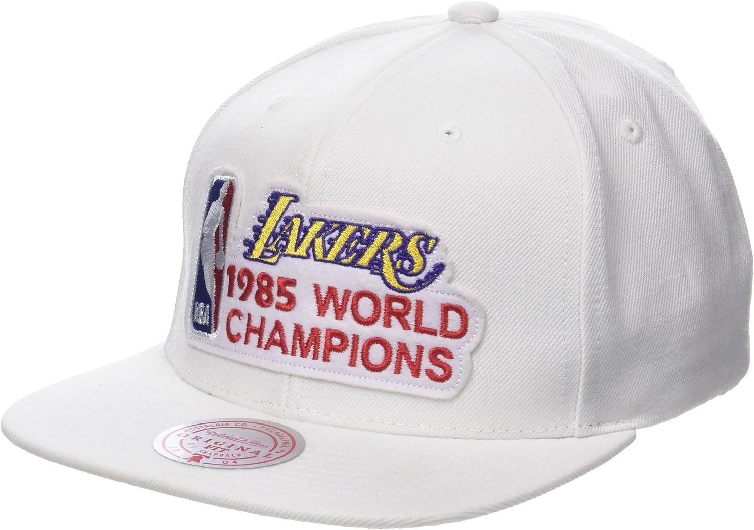 Mitchell & Ness Los Angeles Lakers NBA Champs Hardwood Classic Snapback Hat - White/1985 NBA World Champions