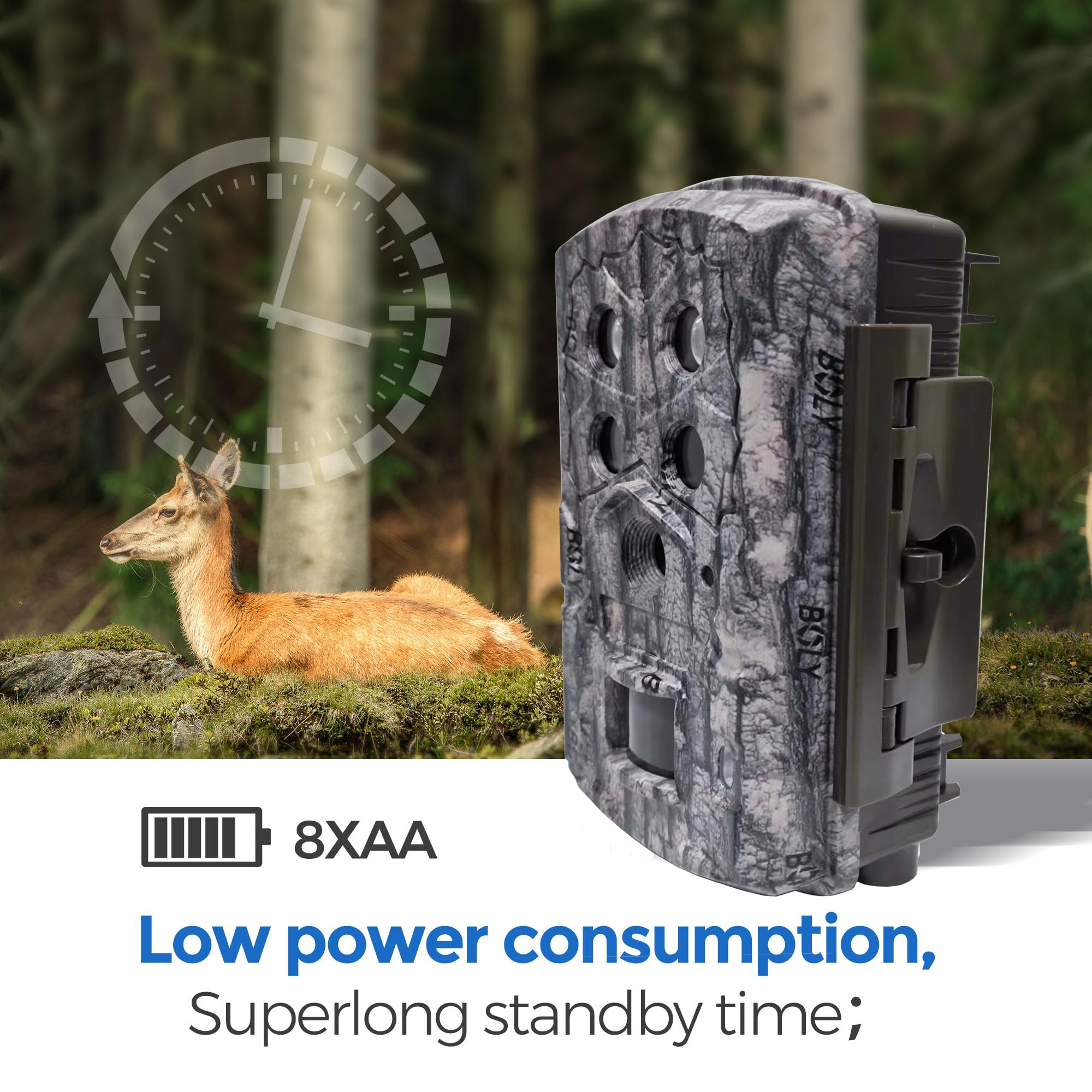 BolyGuard Wildlife Wildkamera 45 MP 4K FHD Jagdkamera 30,5 m Erfassungsreichweite 40 Stück 940 nm IR-LEDs mit Nachtversion für Wildtierüberwachung und Heimsicherheit (-4K)