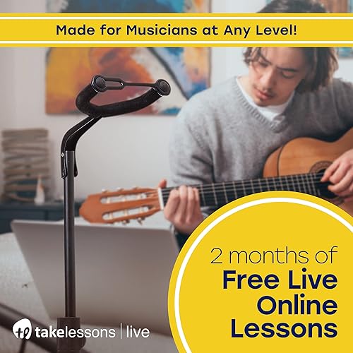 Miniatura 5 de Hola! Music Soporte de guitarra  Altura ajustable, plegable con cuello acolchado y yugo  Paquete de 1 trípode