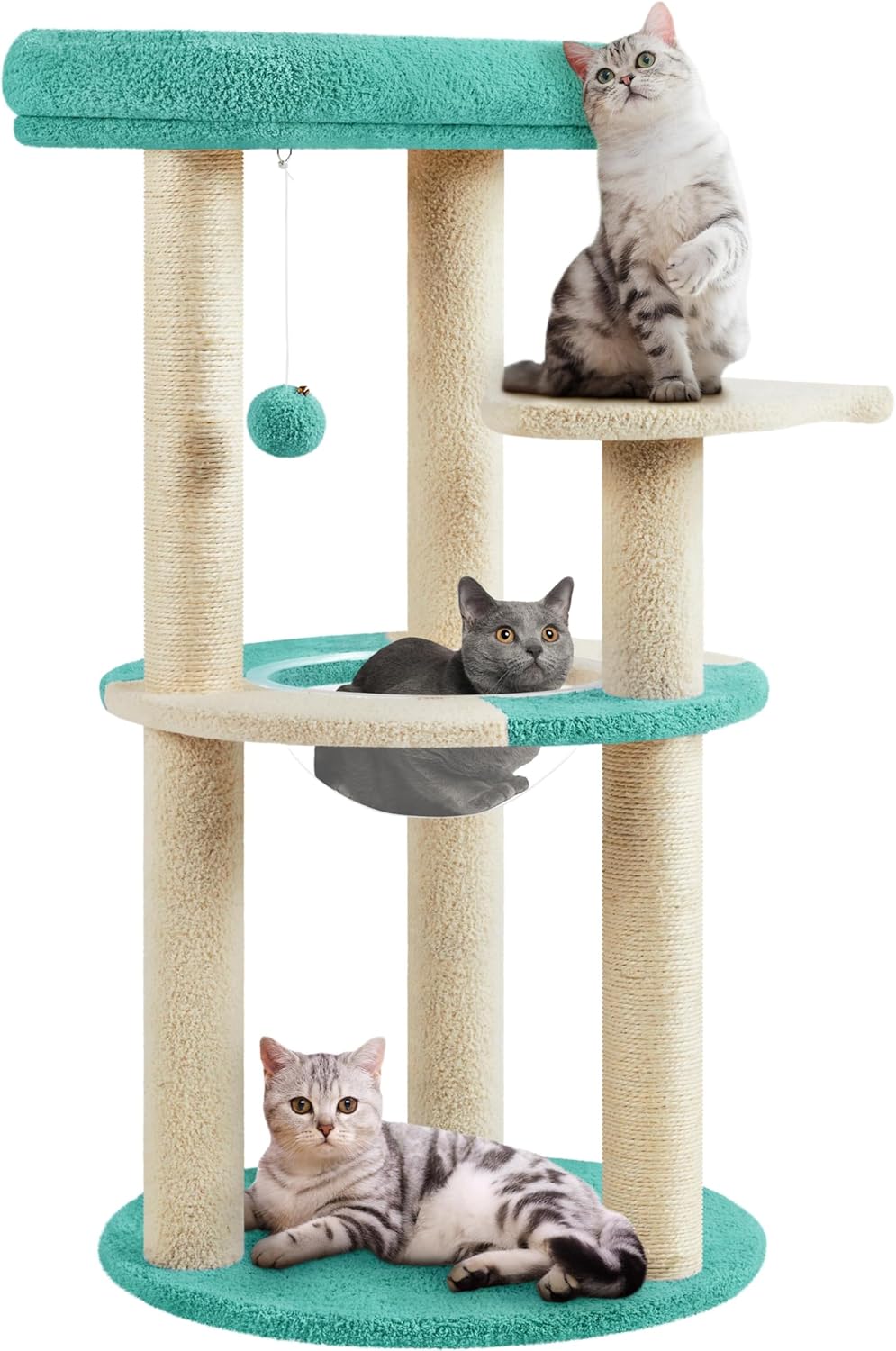 Yaheetech Cat Tree, 35.5in Cat Tower for Indoor Cats, Cat House with Scratching Posts & Padded Perch & Space Capsule, Cute Kitten Tree, Pet Furniture for Kittens, Indigo/Beige