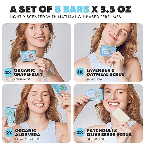 Miniatura 4 de Skin Said Yes Juego de 8 jabones de leche de cabra para eczema y psoriasis, barras de jabón natural de cabras, barras de jabón natural de leche de