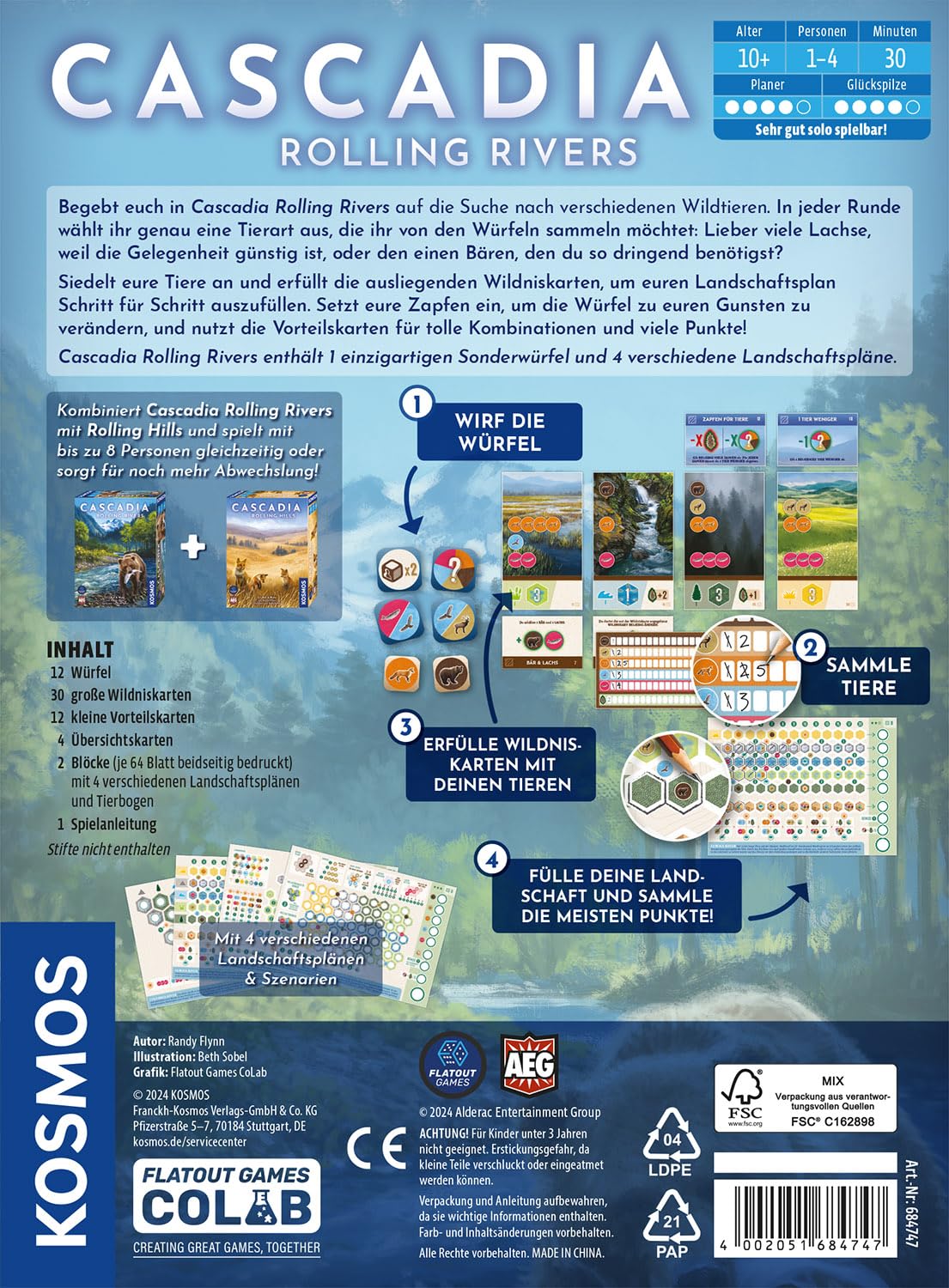 Kosmos 684747 Cascadia Rolling Rivers, gioco di dadi per 1-4 persone dai 10 anni in su 2022