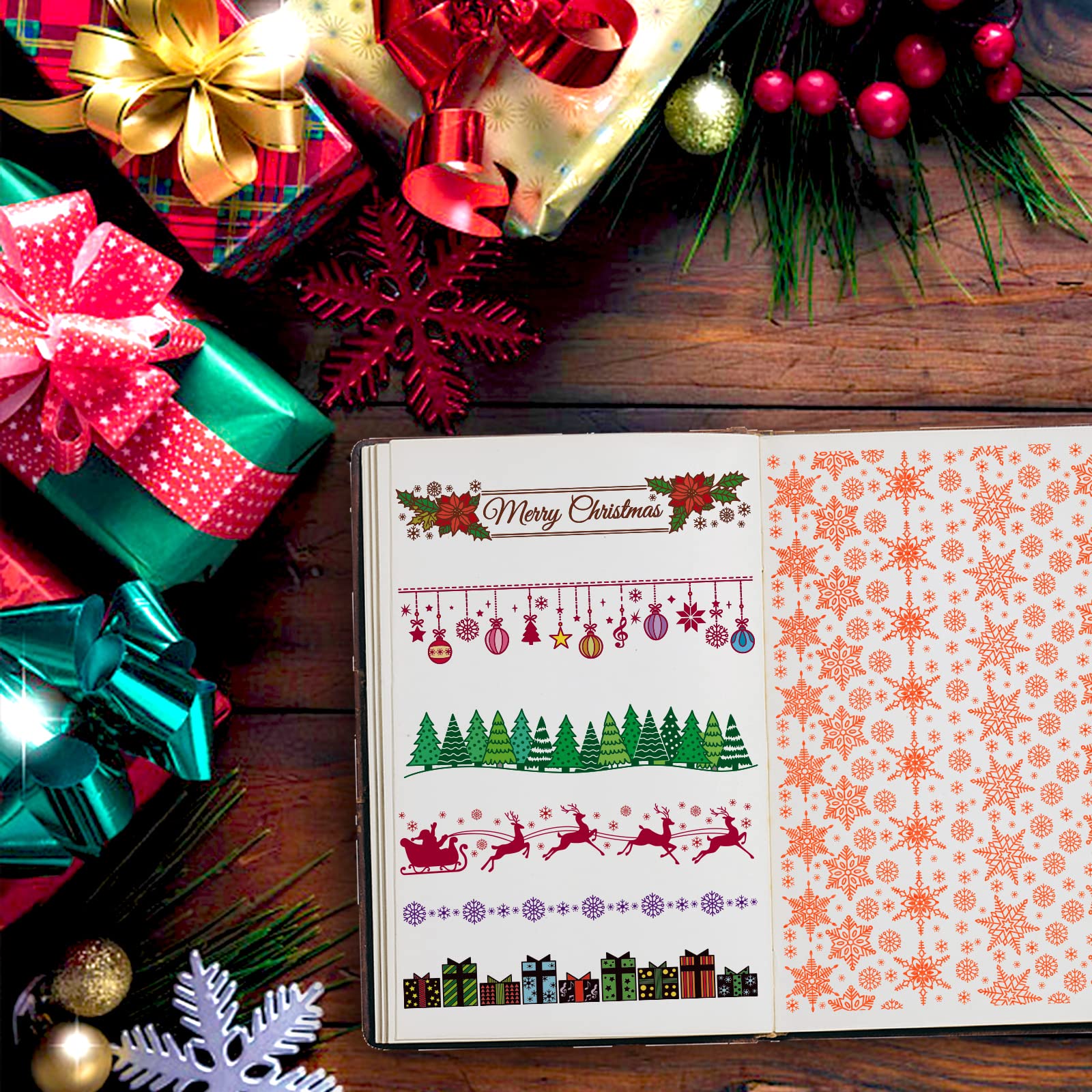 CRASPIRE Set Di Timbri Trasparenti In Silicone A Tema Natale – 7 Disegni: Alce, Pigna, Fiocco Di Neve, Cervo – Per Scrapbooking E Biglietti Fai Da Te