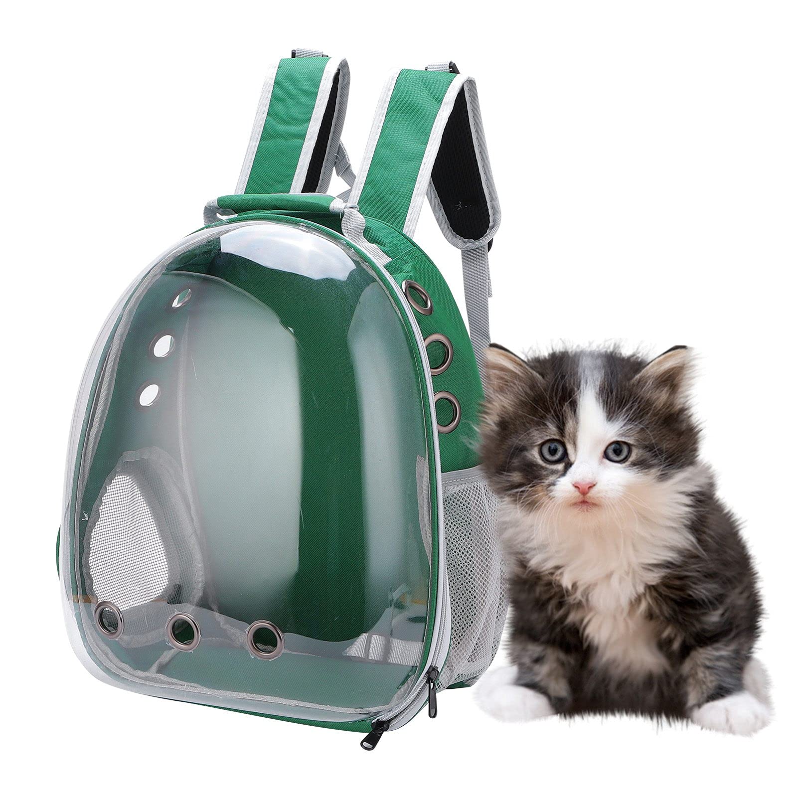 Trasportino per Animali Domestici, Zaino per Piccole Borse da Trasporto per Escursioni, Passeggiate all'aria Aperta o Ciclismo (Versione aggiornata verde)
