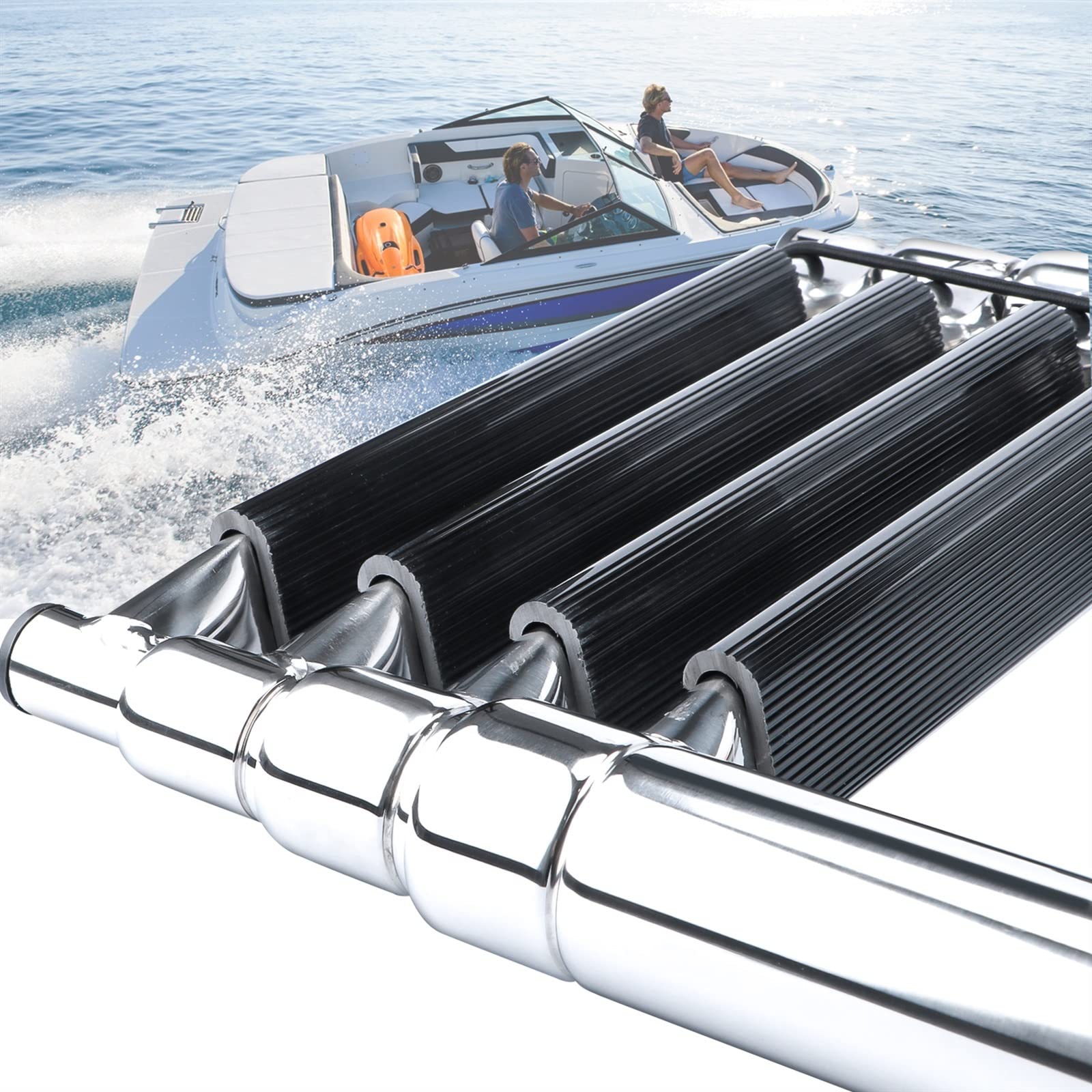 Scaletta per barca Scaletta telescopica in acciaio inossidabile a 4 gradini per accessori marini per piattaforma da bagno per yacht