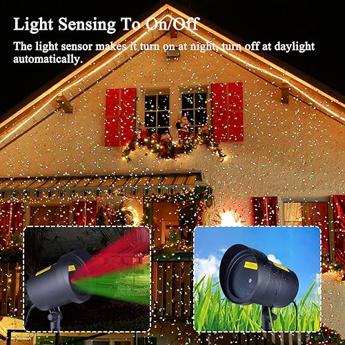 Miniatura 3 de Fisca Proyector de luces láser de Navidad para exteriores, impermeable, luces de estrella rojas y verdes, decoración para Navidad, interiores,