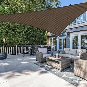 12 x 12 x 17 Right Triangle Sun Shade Sail Brown Heavy Duty UV Block Canopy Sunshade Breathable Shelter for Patio Backyard Lawn Garden Pergola Awning Outdoor Activities