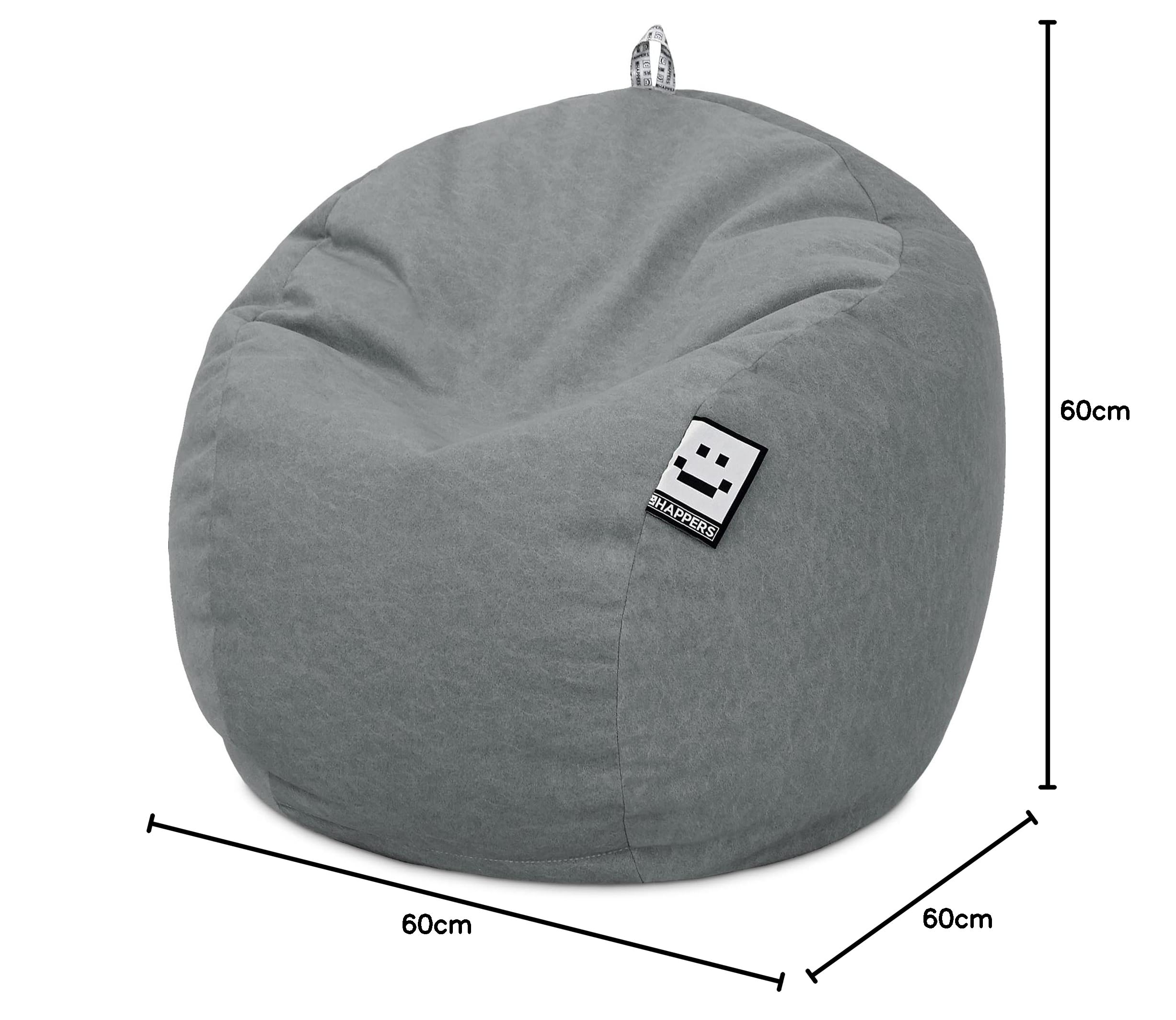 HAPPERS Puff Infantil Terciopelo Gris, Tejido Tacto Piel de melocotón