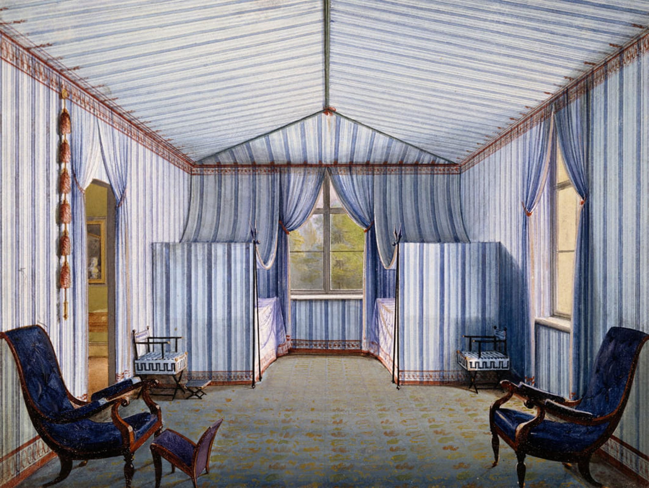 HRJUBWREE Classic Canvas Picture Art Canvas Print Modern Oil Painting Ten Room in Charlottenhof by Karl Friedrich Schinkel Artwork on Wall for Home Decor 60x90cm