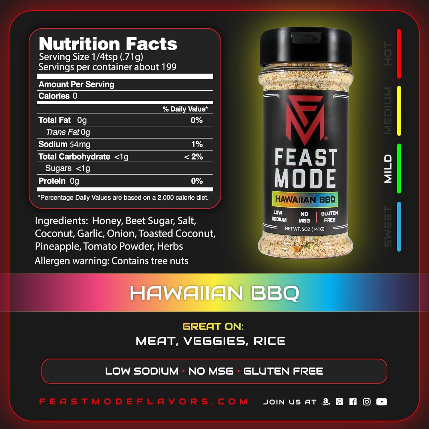 Feast Mode Flavors | Gainz Pack | 5 count | 5oz seasonings | Hawaiian BBQ | Garden Veggie | Butter Herb | Farmhouse Ranch | Asiago Jalapeno | meal prep seasoning, low sodium, no msg, low calorie, no artificial fillers, healthy flavoring