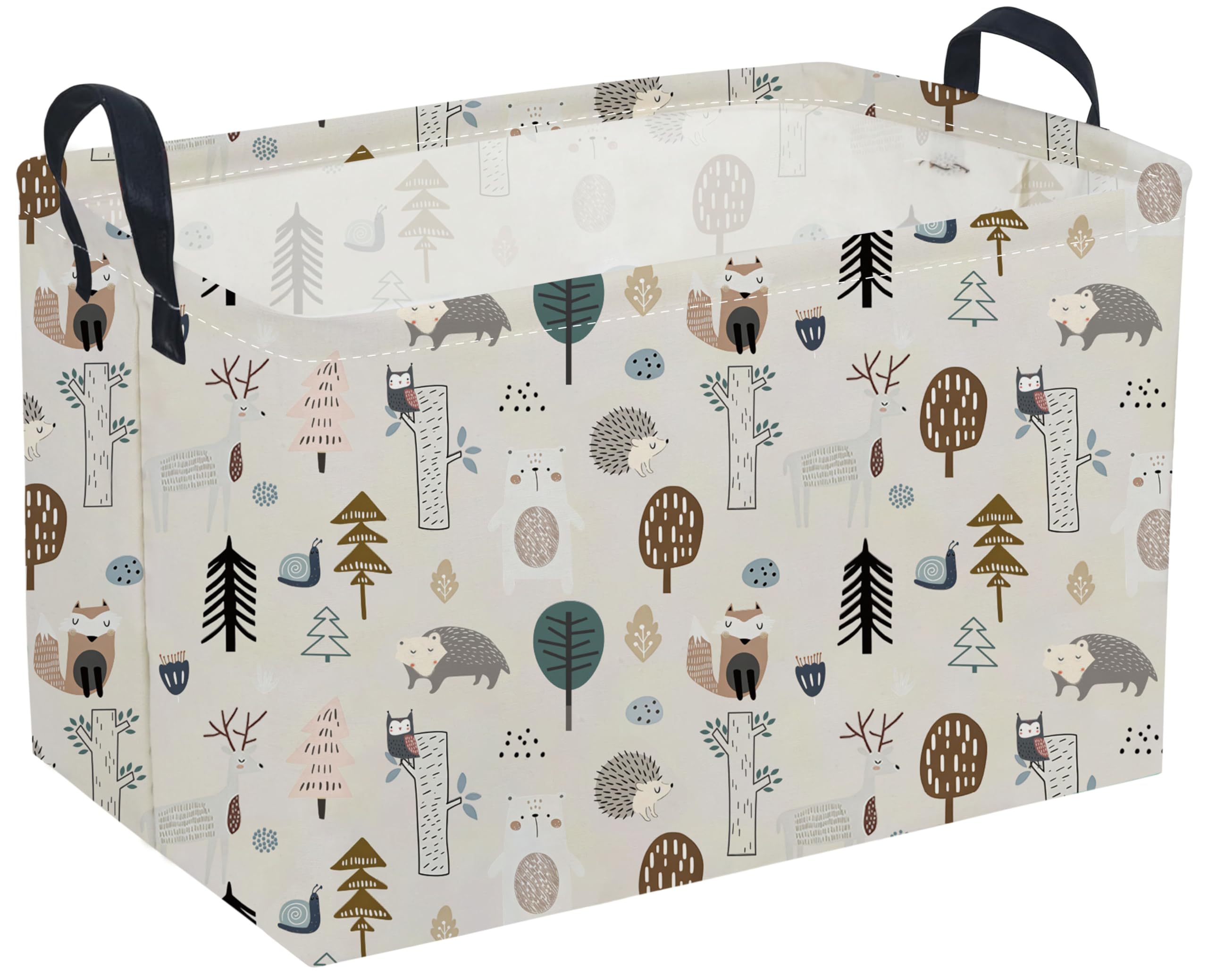 Sanjiaofeng Rectangular Cute Animals Storage Baskets,Foldable Kids Toy Clothes Bins for Bedroom,Woodland Animal Basket,Books Box, Gift Basket(Tree Trunk Animals)
