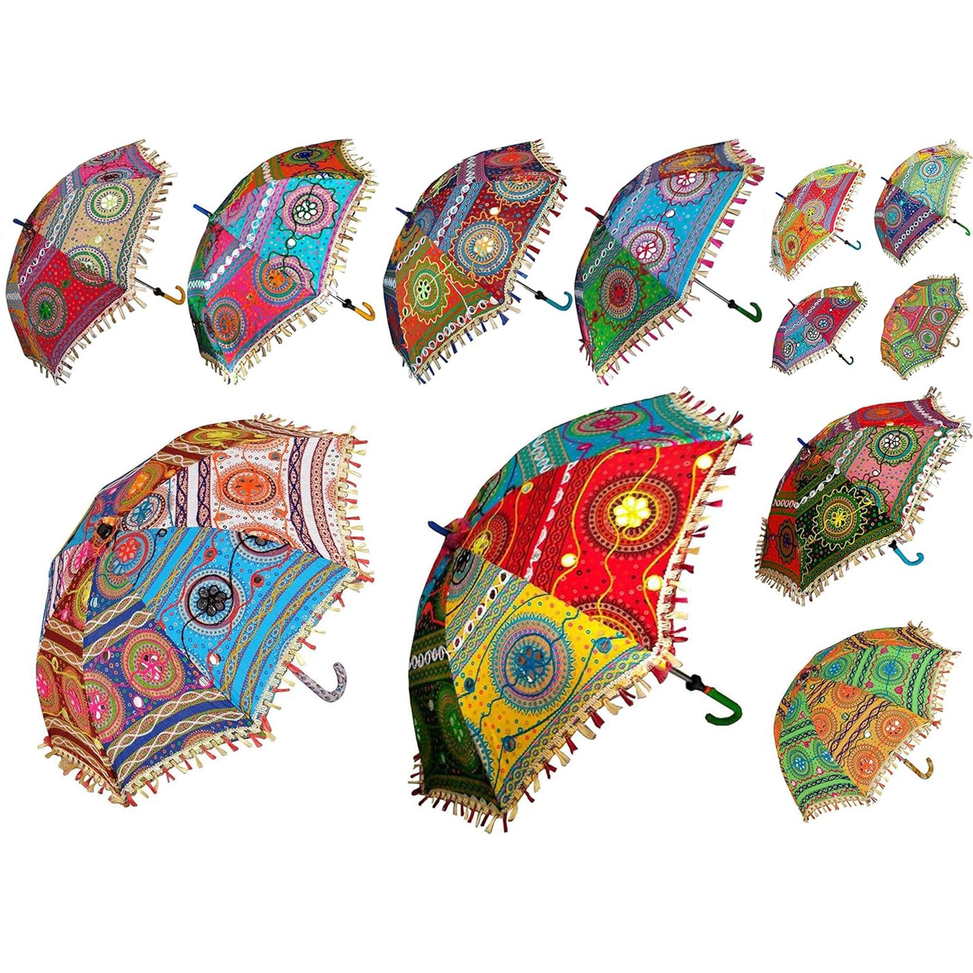 Bmlimited Multicolour Bml Indian Handmade Umbrella Traditional Rajasthani Indian Umbrella For Wedding Decoration Bride Mehandi & Haldi Festival Home Decoration (Pack Of 5)