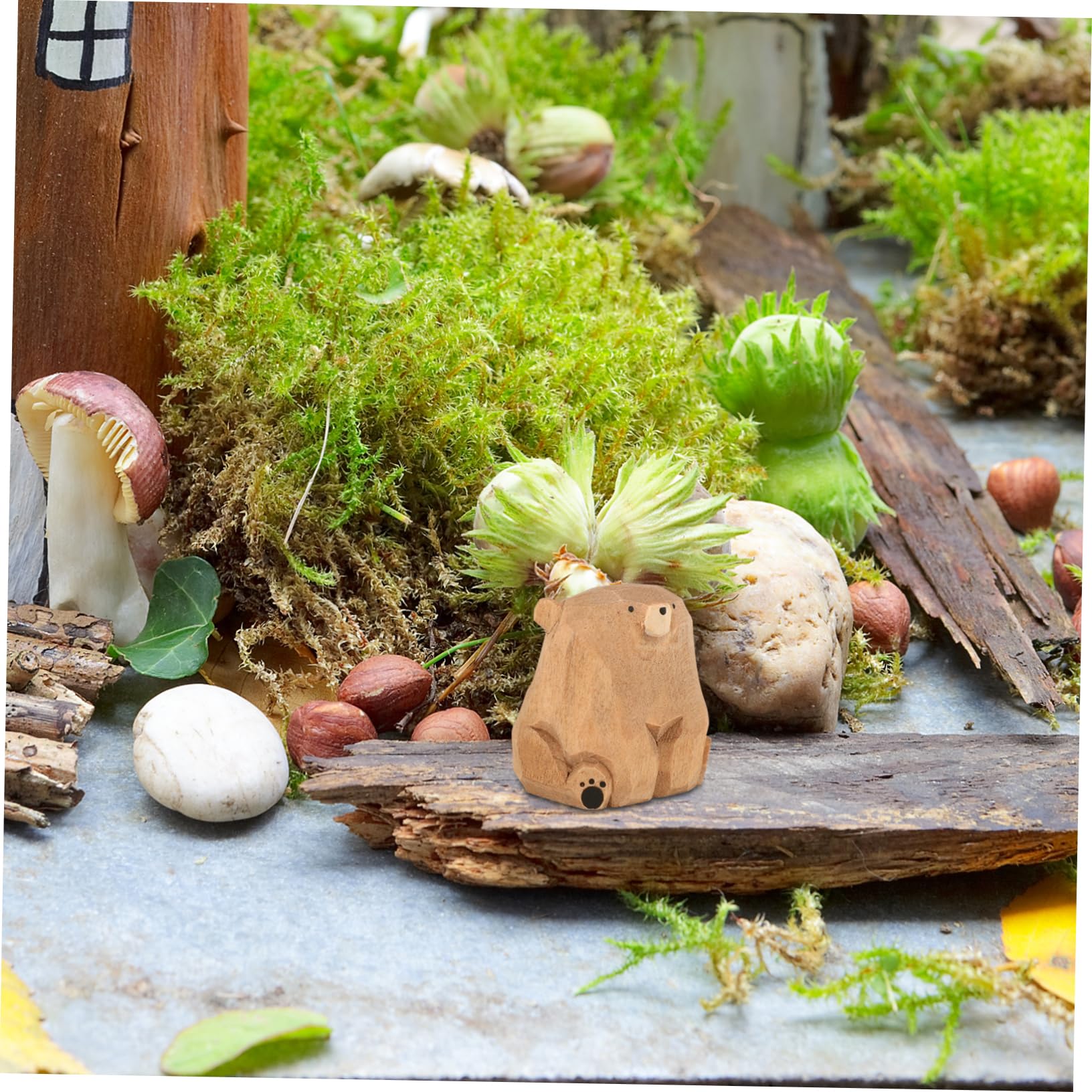 Amazon.co.jp: HAWILLOSCH 木製のクマの像 木彫りのクマ 置物