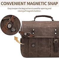 Vista 3 de Messenger Bag for Men 15.6 Inch Vintage Canvas Genuine Leather Briefcase for Men Laptop Bag Satchel Shoulder Bag Brown