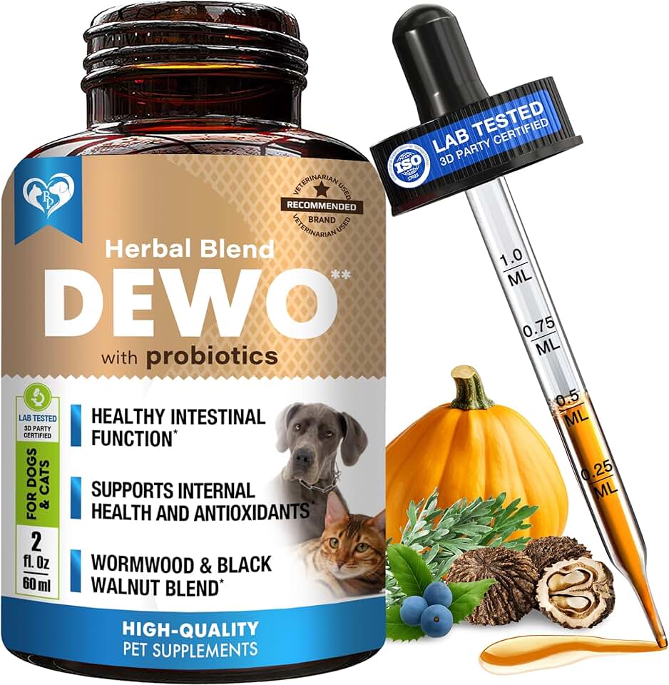 Natural Intestinal Defense for Dogs &amp; Cats – Herbal Cleanse with Black Walnut &amp; Probiotic – Promotes Healthy Gut &amp; Flora Balance – Advanced Broad Spectrum Formula – Made in USA
