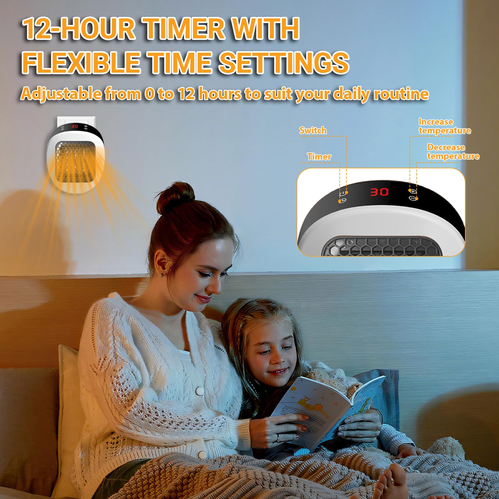 Mini Chauffe-air Électrique Socket, Fancysky 600W PTC Mini Heater, Chauffage Soufflant, Radiateur, Protection Contre Surchauffe, pour le Camping, la Chambre à Coucher, Appartement, Tentes, Voyages