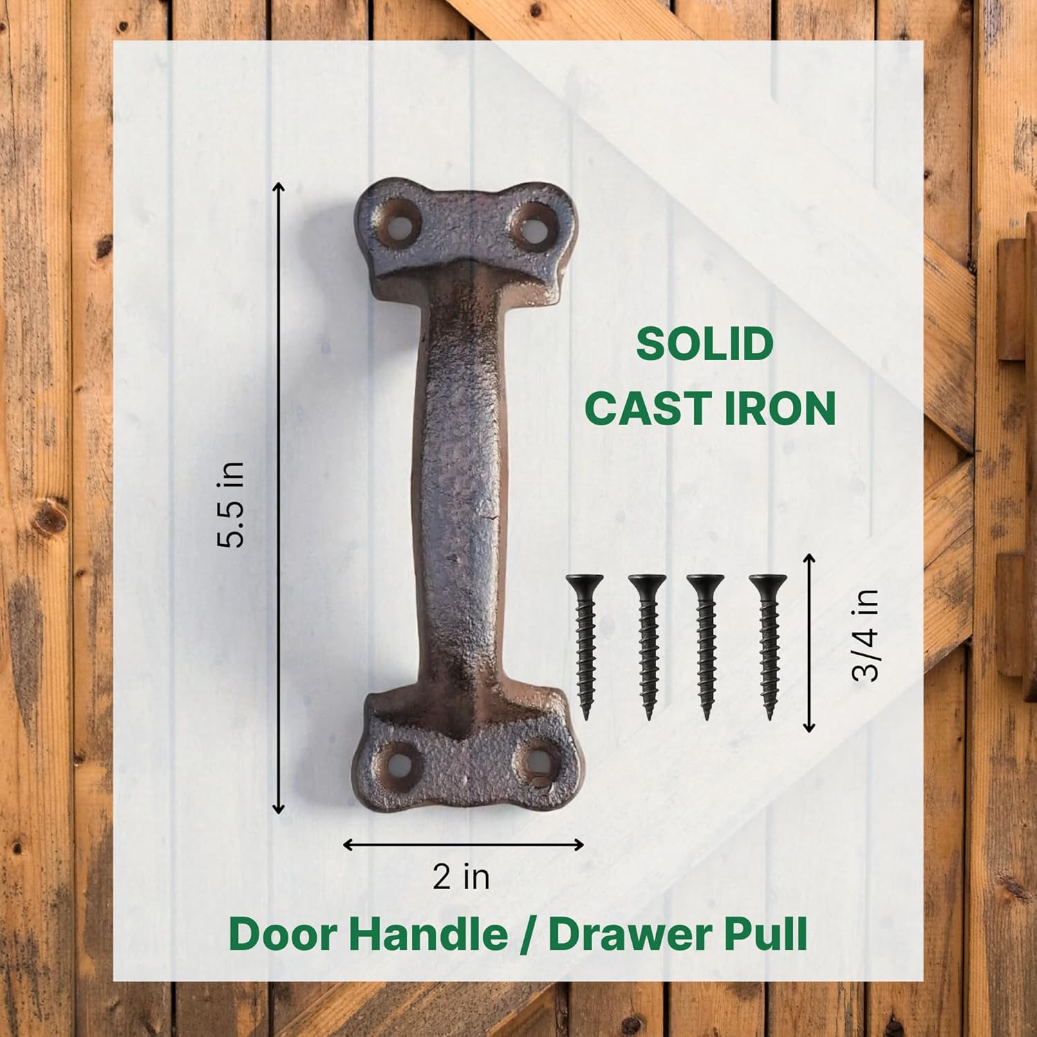Iron & Blossom Fence Gate Handle 4-Pack Rustic Barn Door Handles, Heavy Duty Cast Iron Gate Handles Vintage Finish for Sliding Barn Door, Shed, Garage, Fence & Cabinet Indoor Outdoor Use