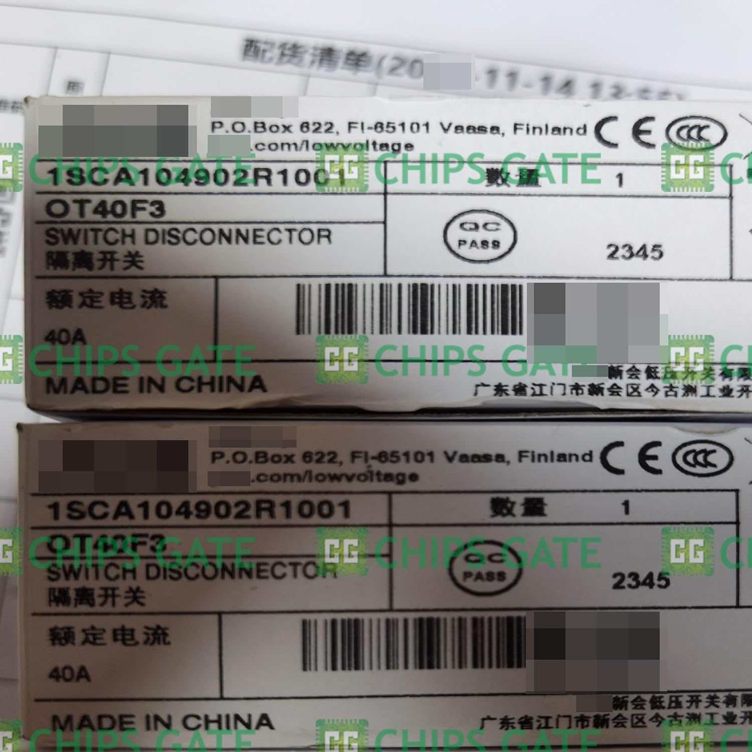 1SCA104902R1001 New in Box OT40F3 1SCA104902R1001 3P, 40A Disconnector