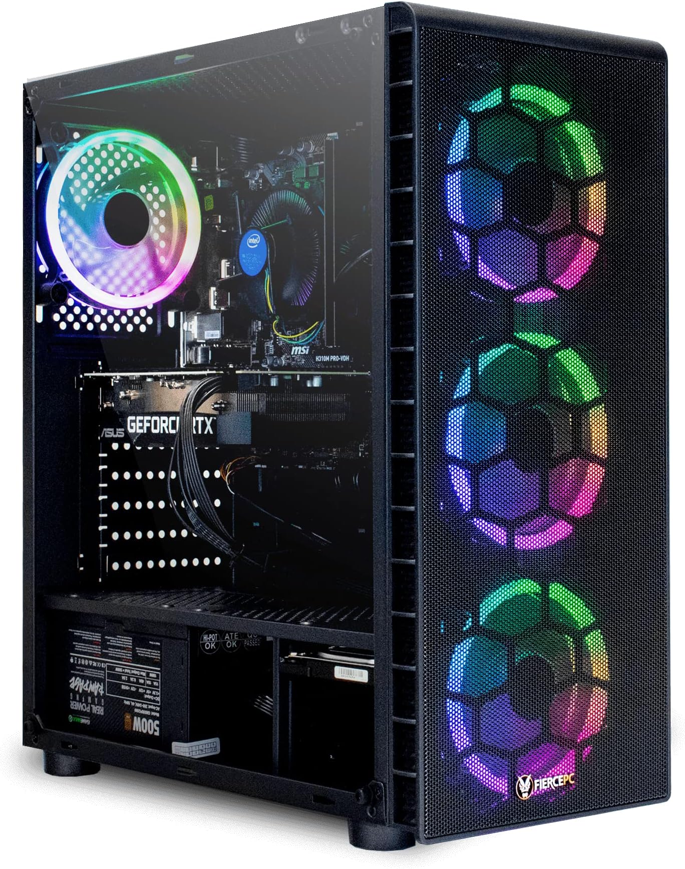 Fierce Gaming PC - Intel Core i5 11400F 4.4GHz, RTX 3050 6GB, 16GB 3200MHz, 500GB NVME M.2 SSD, Windows 11 Installed, RGB Case (200041)