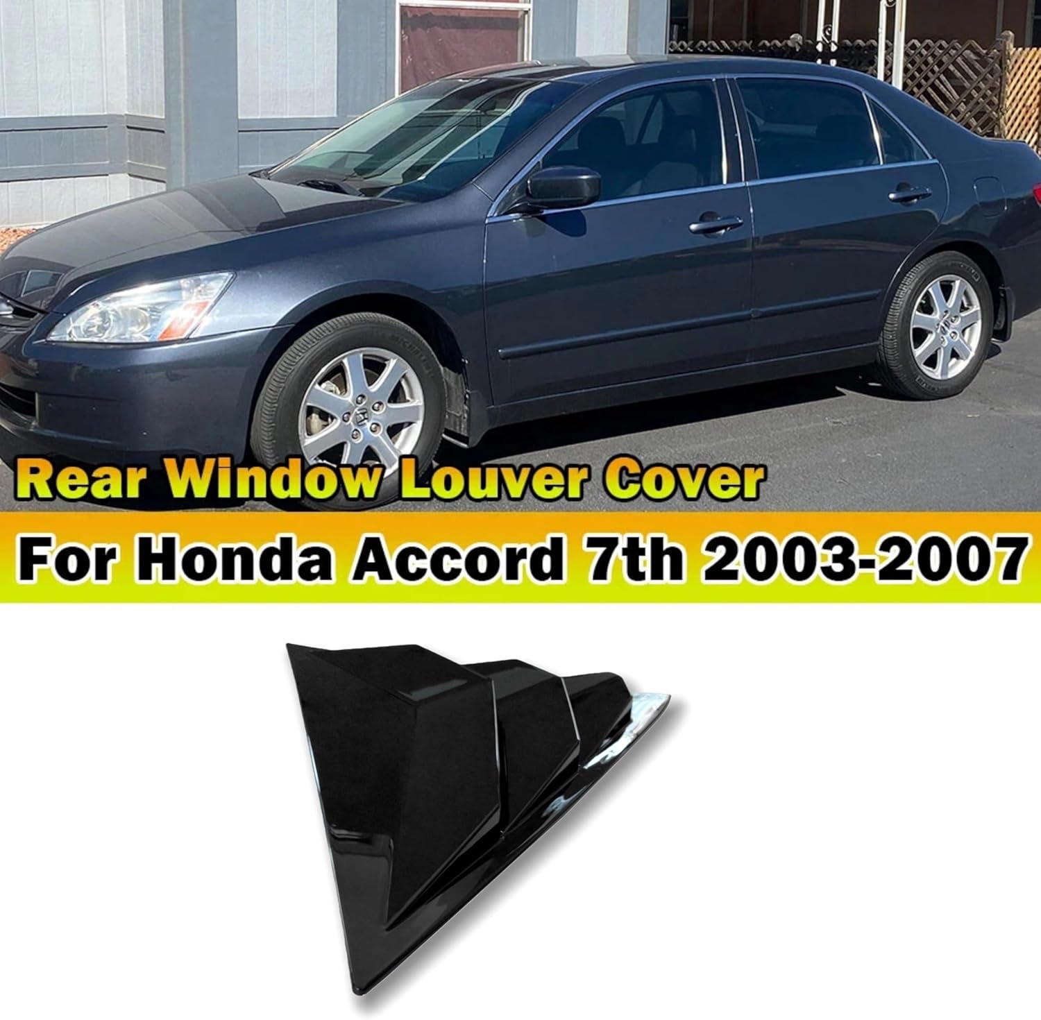 Car Rear Window Side Louvers Shutter Cover Fit for Honda Accord 7th Sedan 4-Door 2003 2004 2005 2006 2007, Gloss Black ABS Rear Window Louvers 2PCS Body Kit Exterior Air Vent Trim Accessories