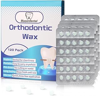 Orthodontic Wax 120 Pack, Easy to Mold Braces Wax, Dental Wax Long-Lasting Hold, Portable and Easy to Tear,Food Grade Relief Wax for Home Travel Office (Mint)