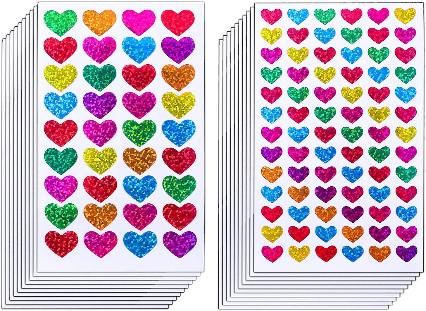Ruisita 60 Sheets Glitter Heart Stickers Valentine's Day Love Decorative Sticker for Scrapbooking or Embellishment (Color 2)