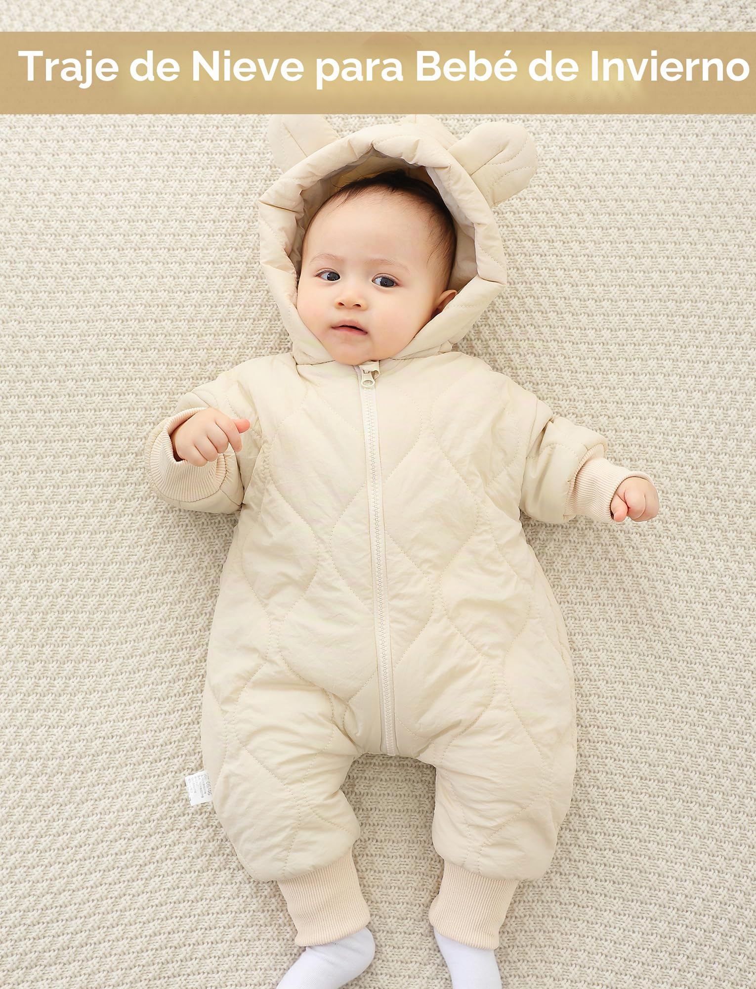 Happy Cherry - Mono Invierno Bebé Niño Niña Ropa de Una Pieza con Capucha Recién Nacido Traje de Nieve Niños Niñas Mameluco Acolchado Infantil Buzos Cálida Mangas Largas - 3-18 Meses
