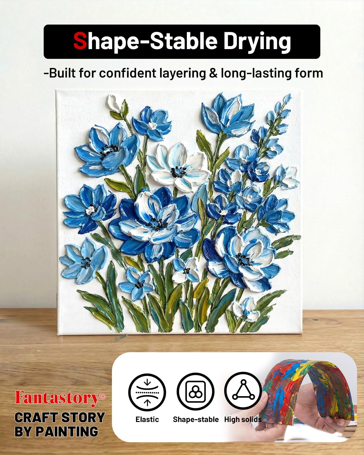 Fantastory Set de peintures acryliques avec 36x60ml et 12 pinceaux, peintures résistantes à l'eau, non décolorantes et non toxiques, adaptées pour la toile, le bois, la céramique