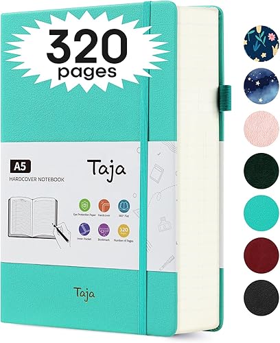 Cuaderno de diario para escribir, 320 páginas forradas de cuero de tapa dura para mujeres y hombres, cuadernos con rayas universitarias para