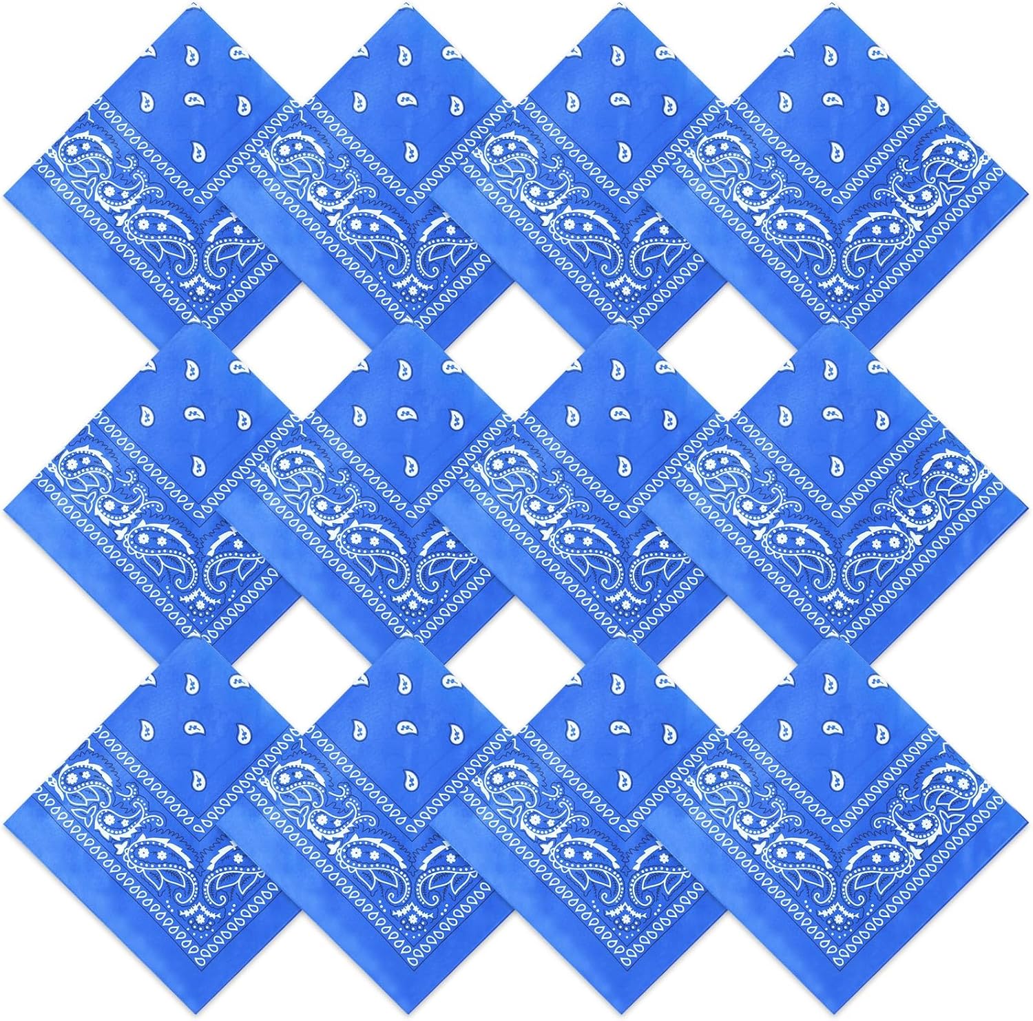 Suhine 12 Pcs Bandanas Bulk 22 x 22 Inch Paisley Headband Cowboy Handkerchief Christmas Thanksgiving Gift for Women Men