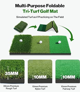 Golf Net: 10 x 7ft Golf Hitting Practice Nets for Backyard Driving, Indoor & Outdoor Chipping Swing Training Net with Mat, Targets & Balls, Ideal for Men Dad Husband Boys Golfers