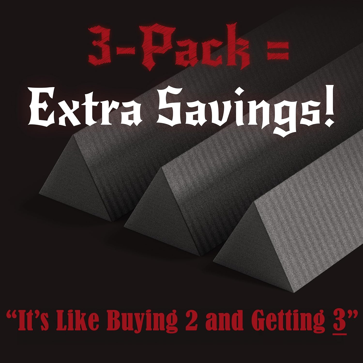 The Foamory's Instant Edge EVA Foam Bevel. Pre Cut Equilateral Triangle 3 Pack 5-30mm x 1M Save Time on Cosplay, Costume Edges and Armor Detail. Black High Density 85kg/m³ EVA Craft Foam Beveled Dowel