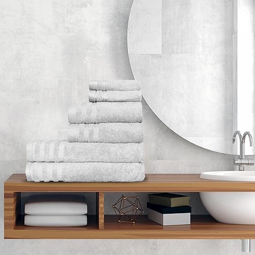 Vista 58 de Nine West Juego de toallas de 6 piezas, 100% algodón turco, secado rápido, altamente absorbente y cómodo, incluye 2 toallas de baño, 2 toallas