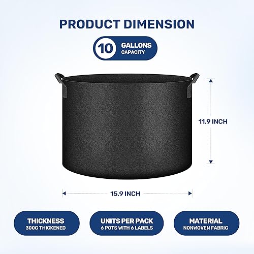 Vista 63 de HealSmart Paquete de 12 bolsas de cultivo no tejidas de 2 galones, macetas de tela de aireación con asas, adecuadas para frutas de jardín, verduras