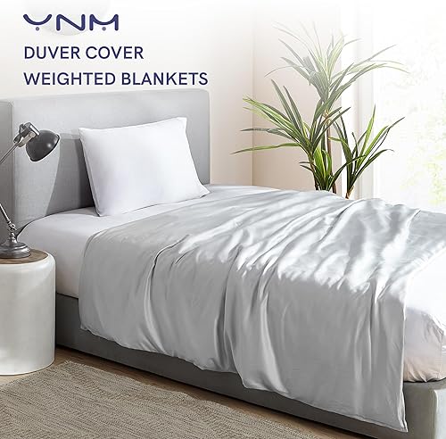 Miniatura 2 de YnM - Funda de edredón de bambú para mantas con peso (color blanco, 60 x 80 pulgadas)