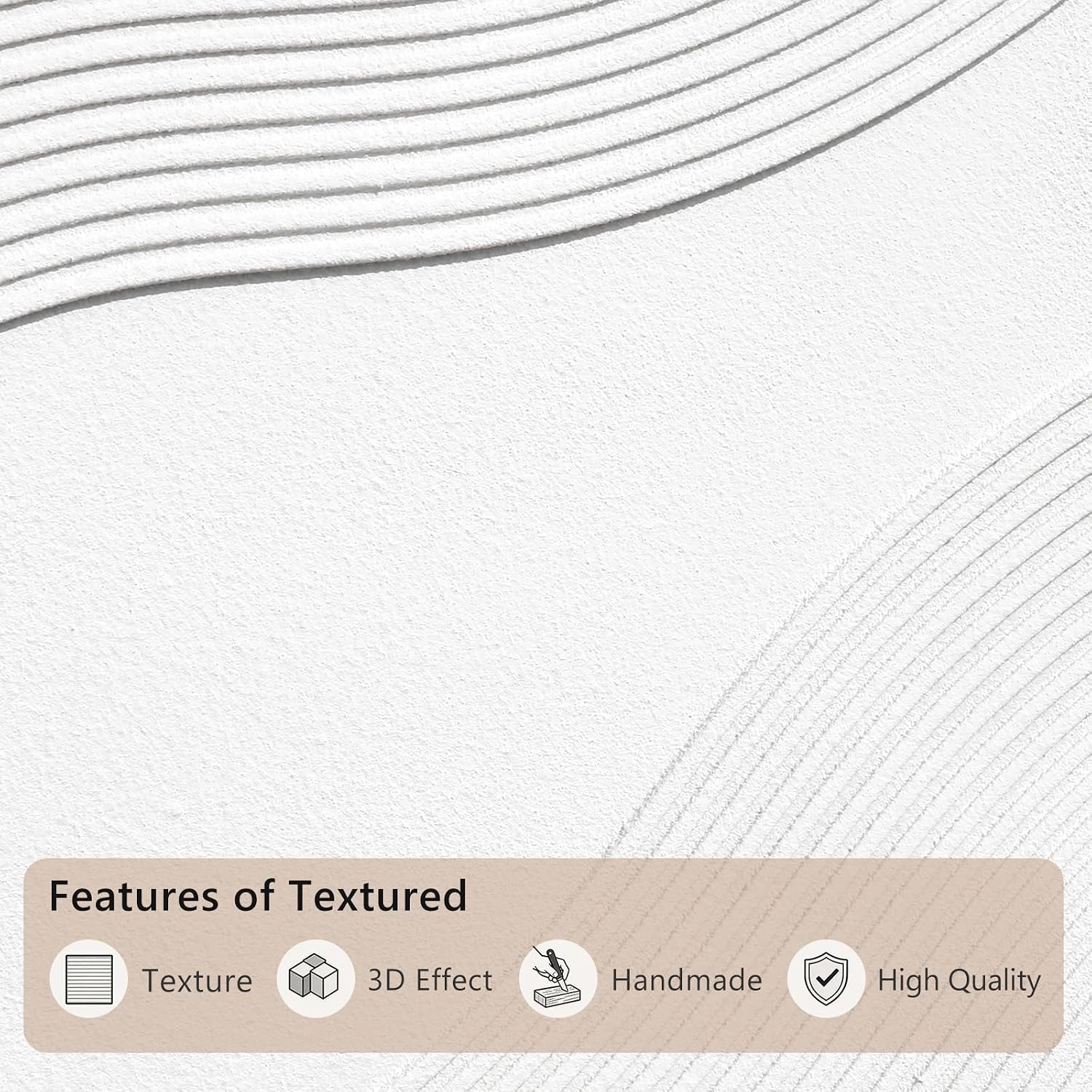 Large 3D Textured Framed Wall Art for Living Room, 3 Piece Minimalist Grey White Sandstone Modern Wall Decor for Home Bedroom Office, 24x36 In (Rhythm Waves)