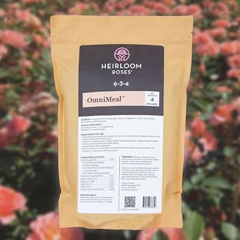 Heirloom OmniMeal Natural Rose & Plant Fertilizer, Slow Release Granular Soil Builder, Supports Strong Roots, Lush Foliage, Continuous Blooms, 1 Lb