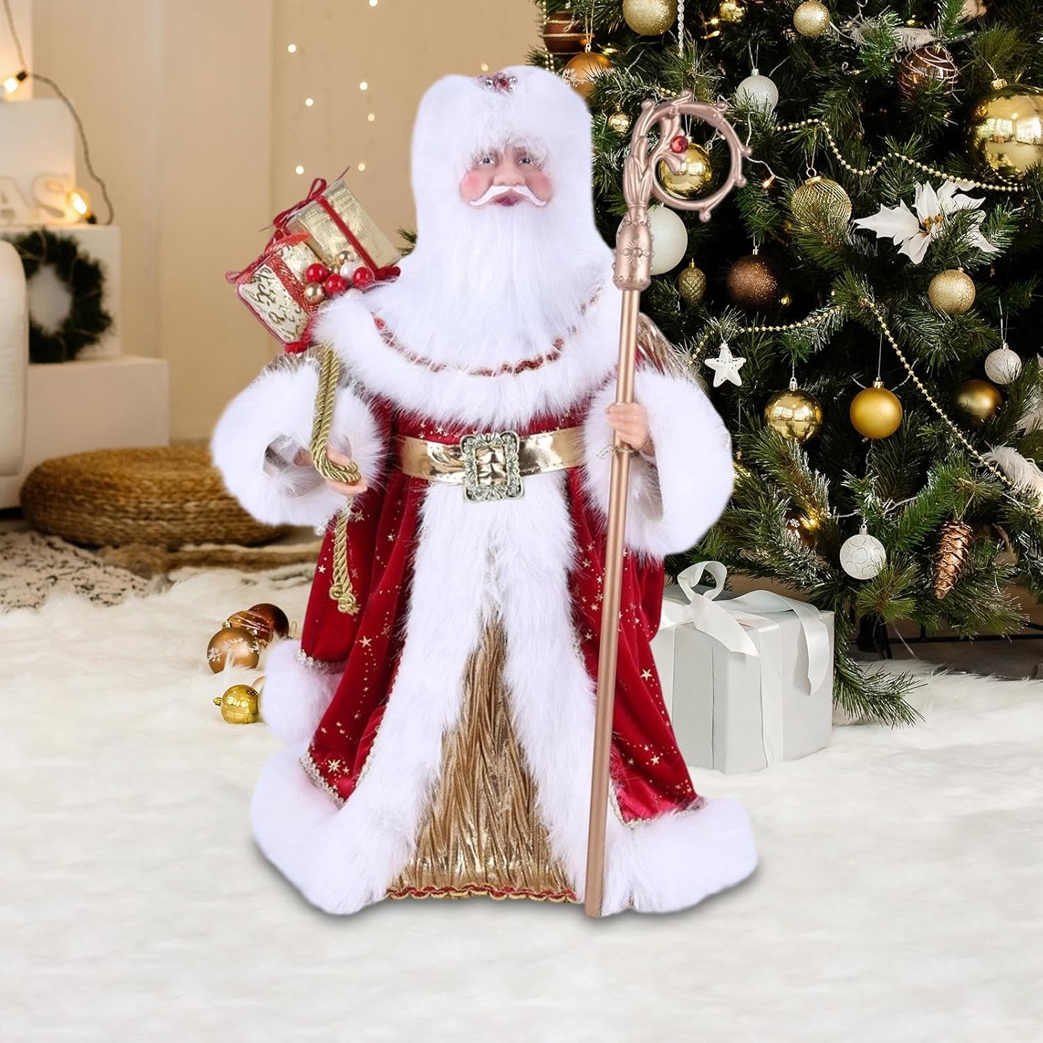 Santa Claus Figurine Doll Toy Decorative Party Holiday Ornament Christmas Decoration
