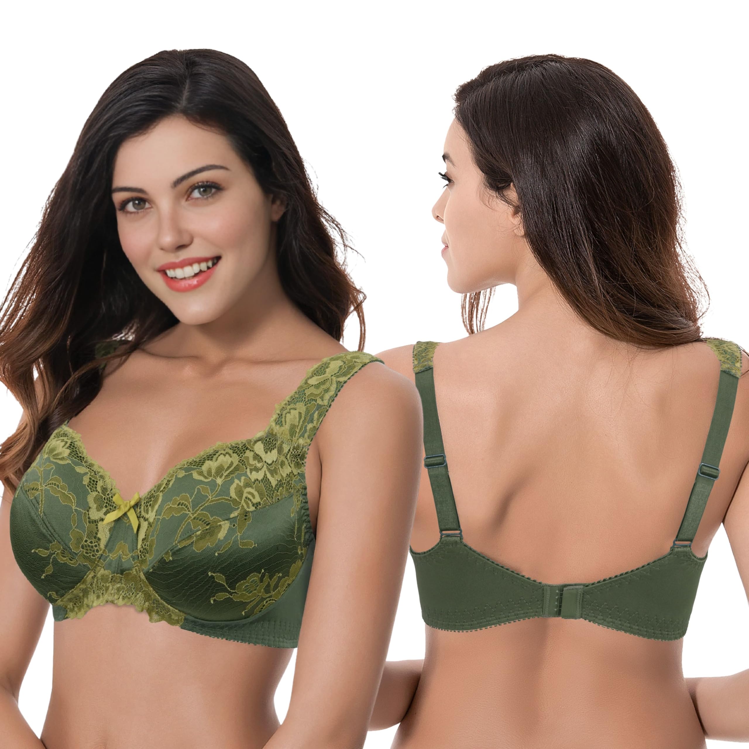 Curve Muse Taglia Grossa Reggiseni Senza Fili sfoderati Minimizer con Pizzo Ricamato